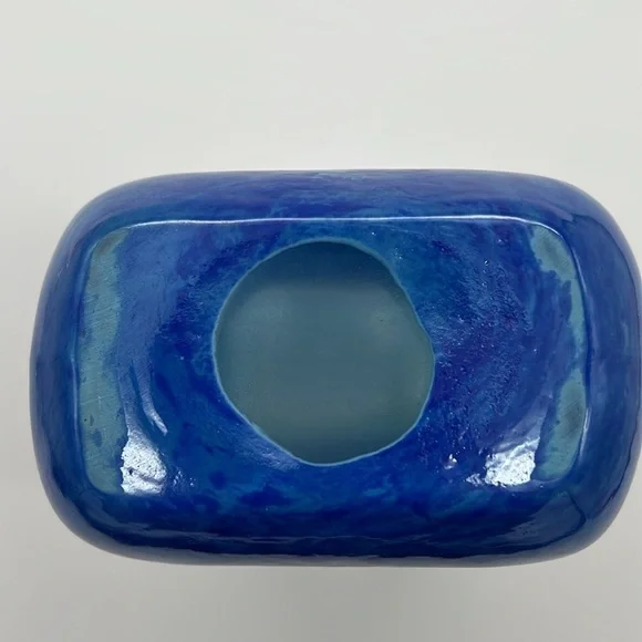 Vintage Multi-Tone Blue and Pink Pearlized Glazed Glass Vase​ - Picture 6 of 9